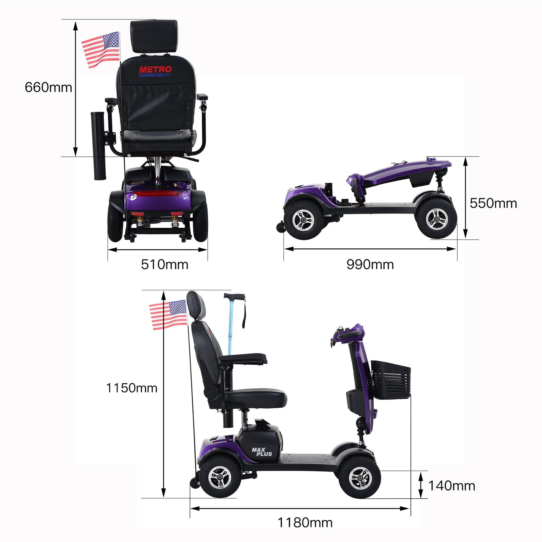 Metro Mobility Max Plus Full-Size 4-Wheel Mobility Scooter - W4295002X