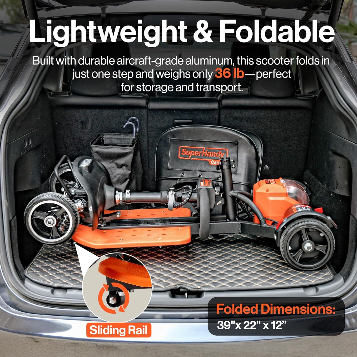SuperHandy Passport Prime Mobility Scooter, 48V Li-Ion Battery, Supports up to 330 lb - GUT177