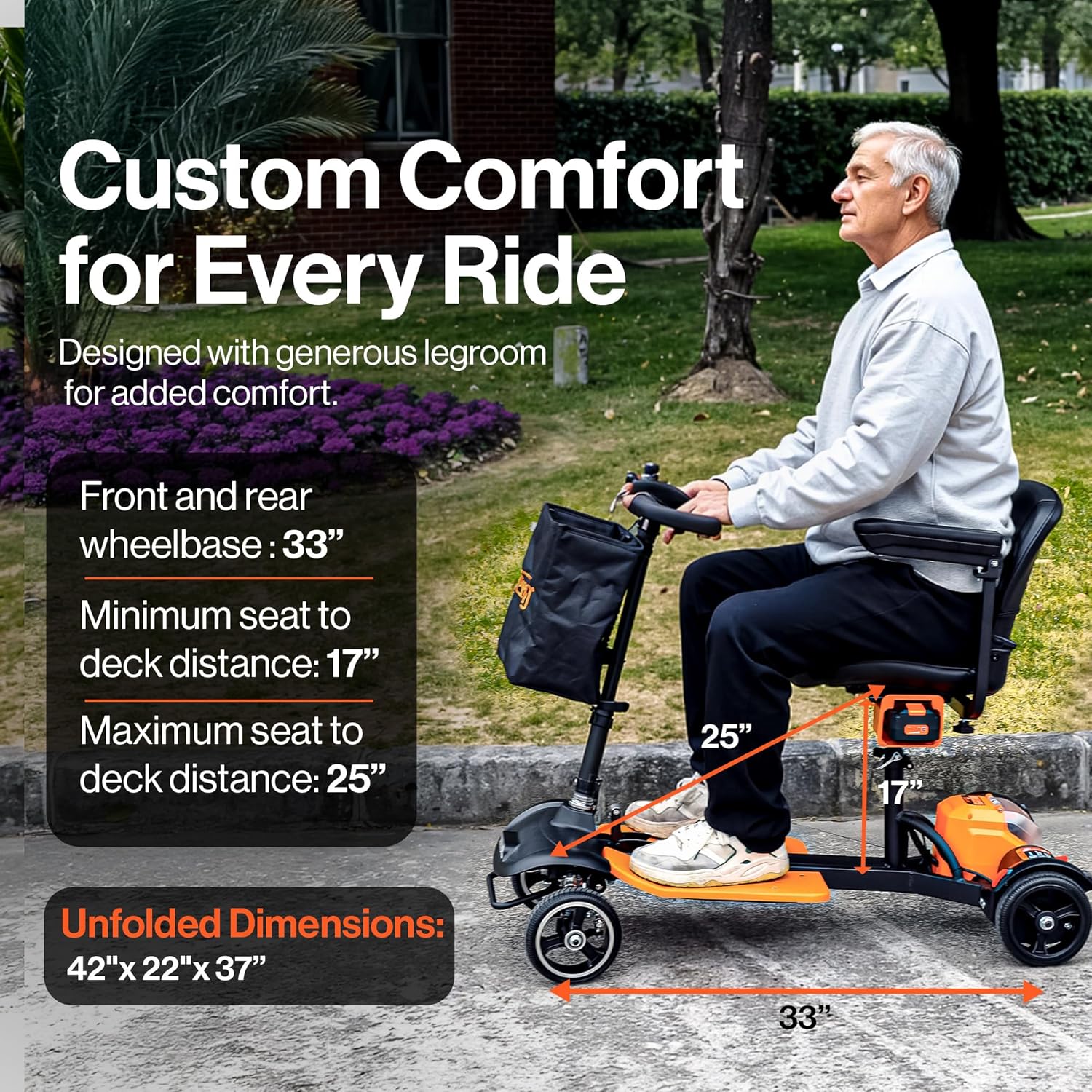 SuperHandy Passport Prime Mobility Scooter, 48V Li-Ion Battery, Supports up to 330 lb - GUT177