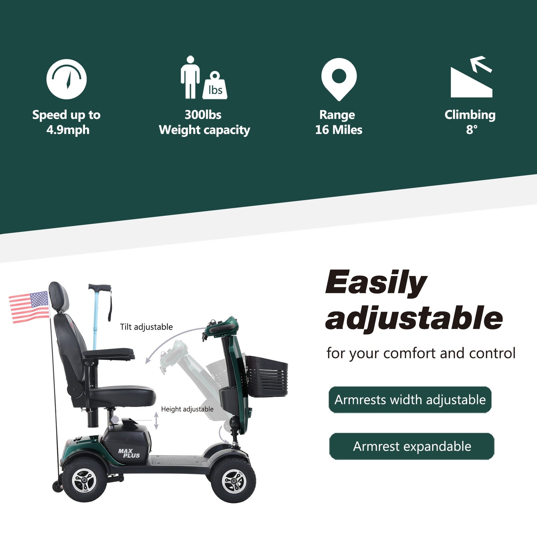 Metro Mobility Max Plus Full-Size 4-Wheel Mobility Scooter - W4295002X