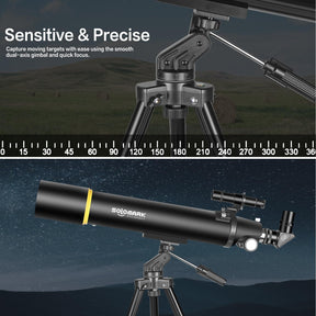 Telescopes for Adults Astronomy, 80mm Aperture 900mm Professional Refractor Telescope for Kids & Beginners, Compact and Portable Travel Telescopio with Carrying Bag