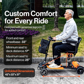 SuperHandy Passport Prime Mobility Scooter, 48V Li-Ion Battery, Supports up to 330 lb - GUT177